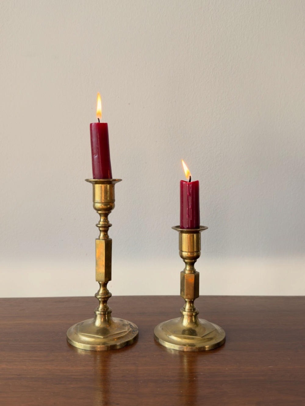 Pair of vintage brass candlesticks, made in India.